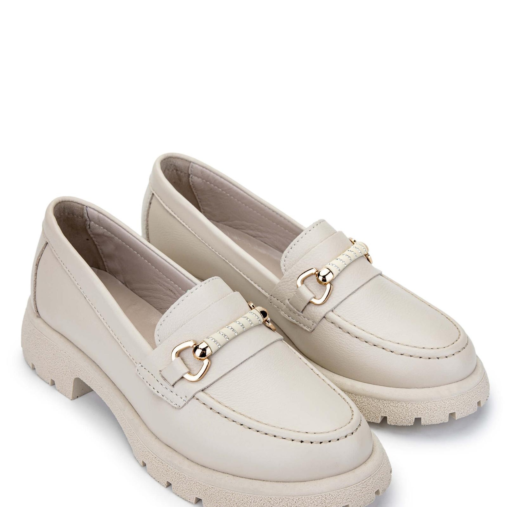 Tamer Tanca Kadın Hakiki Deri Bej Loafer Ayakkabı