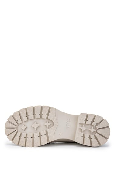  Tamer Tanca Kadın Hakiki Deri Bej Loafer Ayakkabı