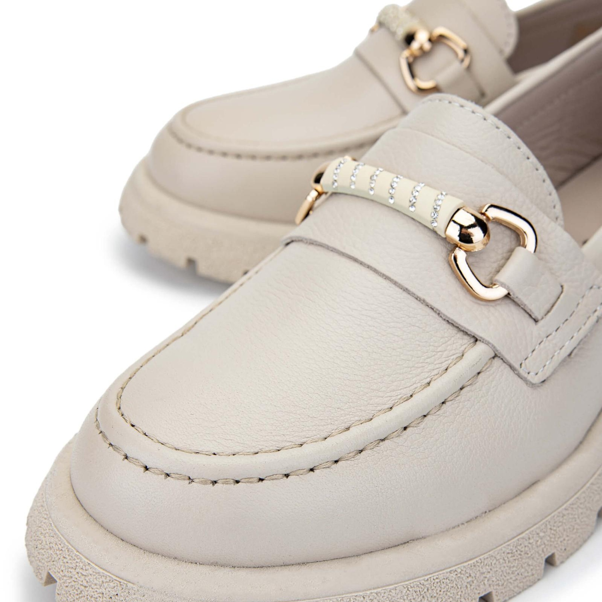 Tamer Tanca Kadın Hakiki Deri Bej Loafer Ayakkabı