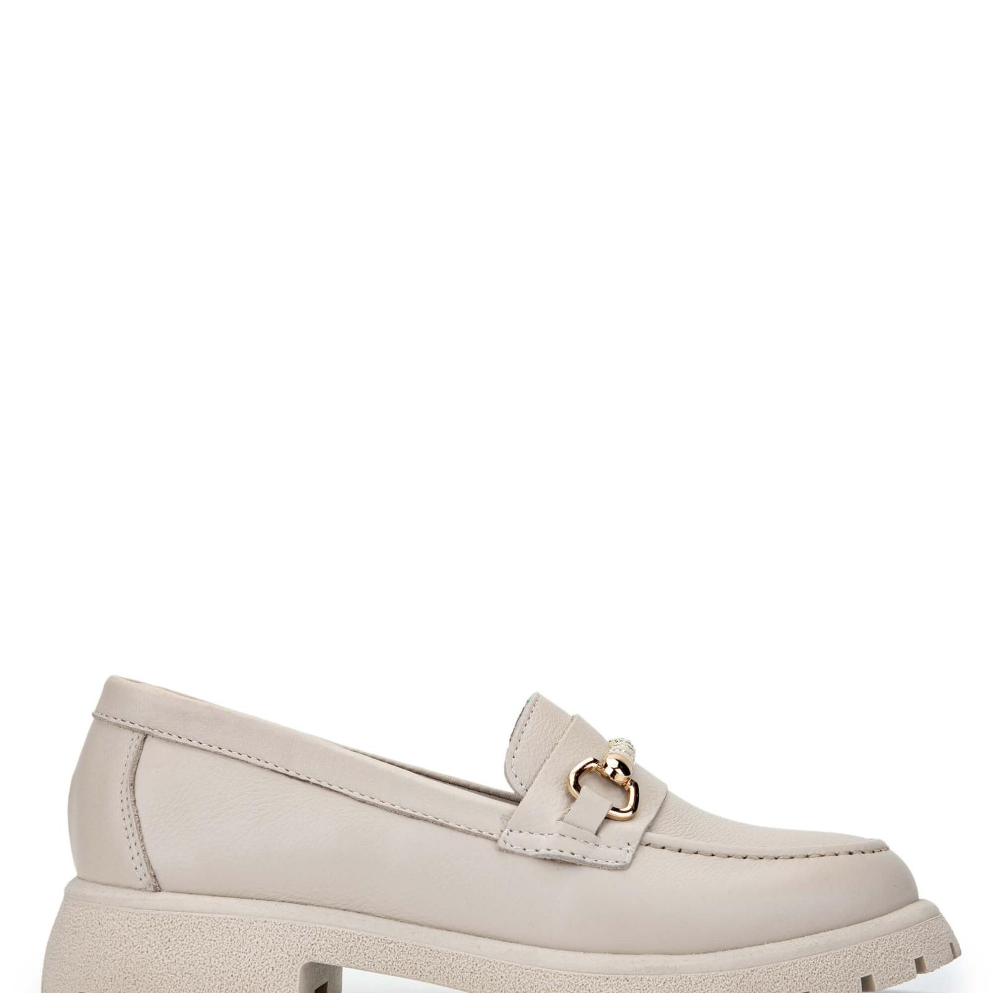 Tamer Tanca Kadın Hakiki Deri Bej Loafer Ayakkabı