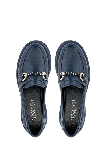  Tamer Tanca Kadın Hakiki Deri Lacivert Loafer Ayakkabı