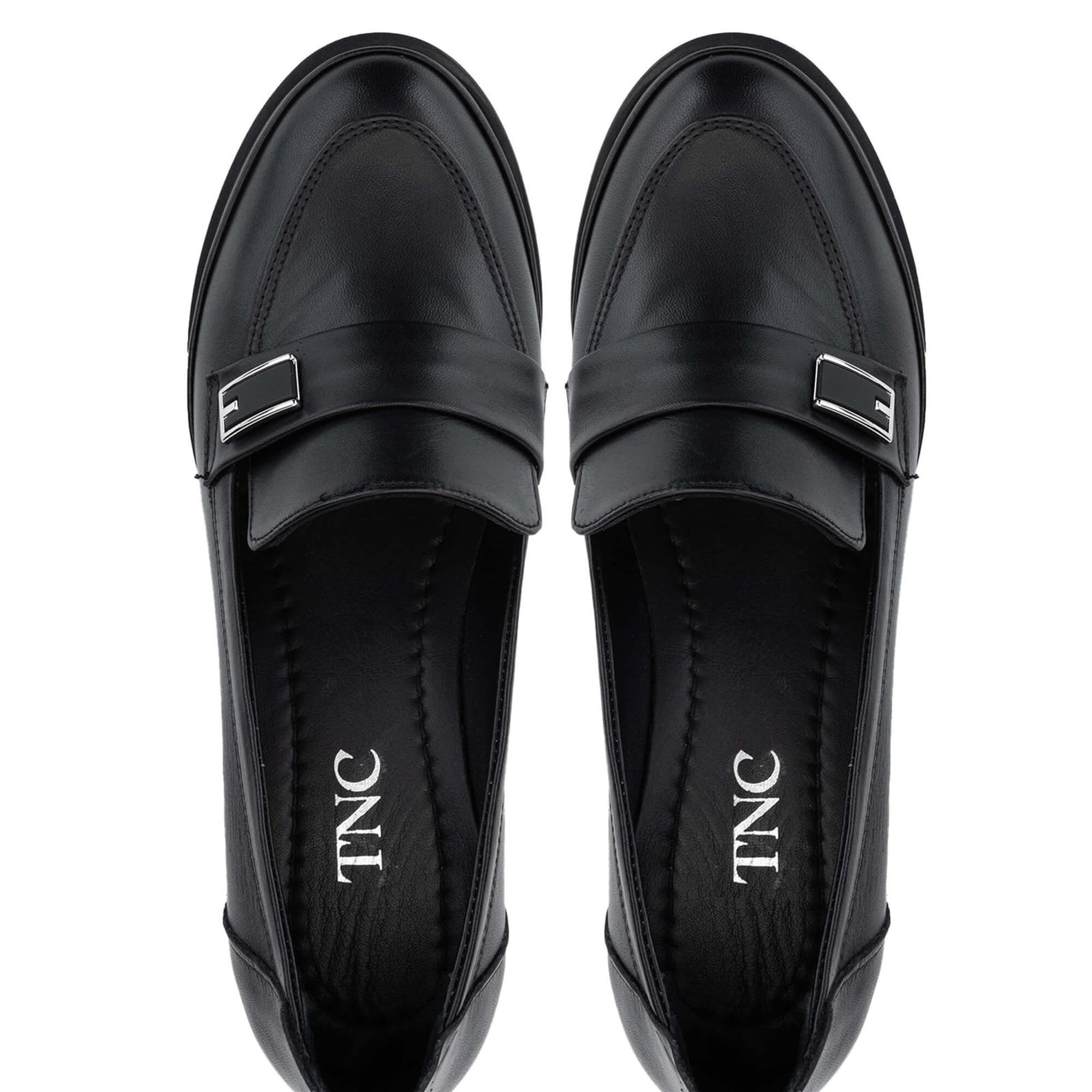 Tamer Tanca Kadın Hakiki Deri Siyah Deri Makosen Ayakkabı