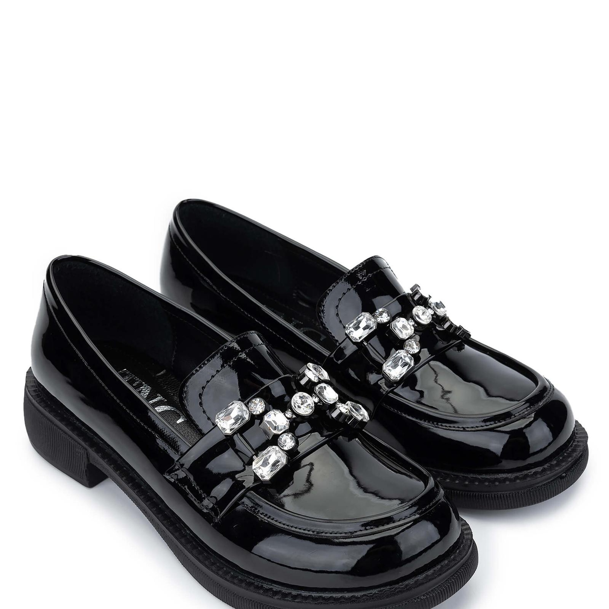 Tamer Tanca Kadın Hakiki Deri Siyah Rugan Loafer Ayakkabı