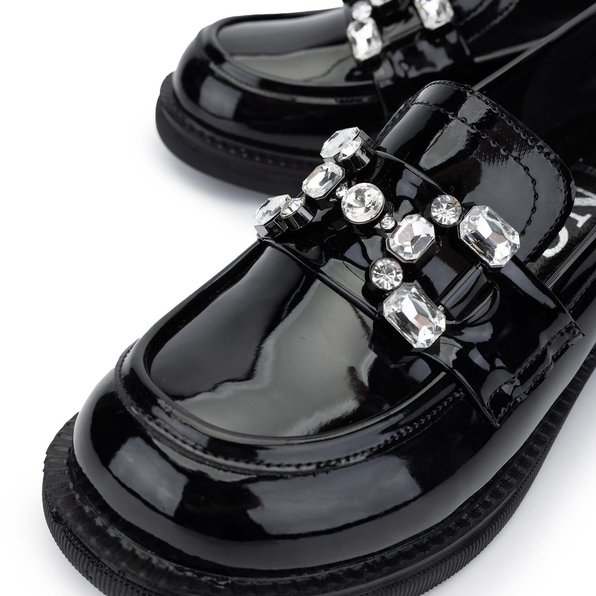 Tamer Tanca Kadın Hakiki Deri Siyah Rugan Loafer Ayakkabı