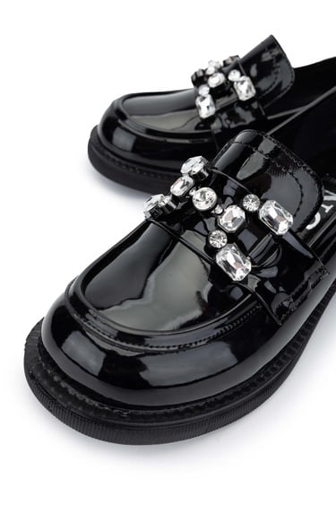  Tamer Tanca Kadın Hakiki Deri Siyah Rugan Loafer Ayakkabı