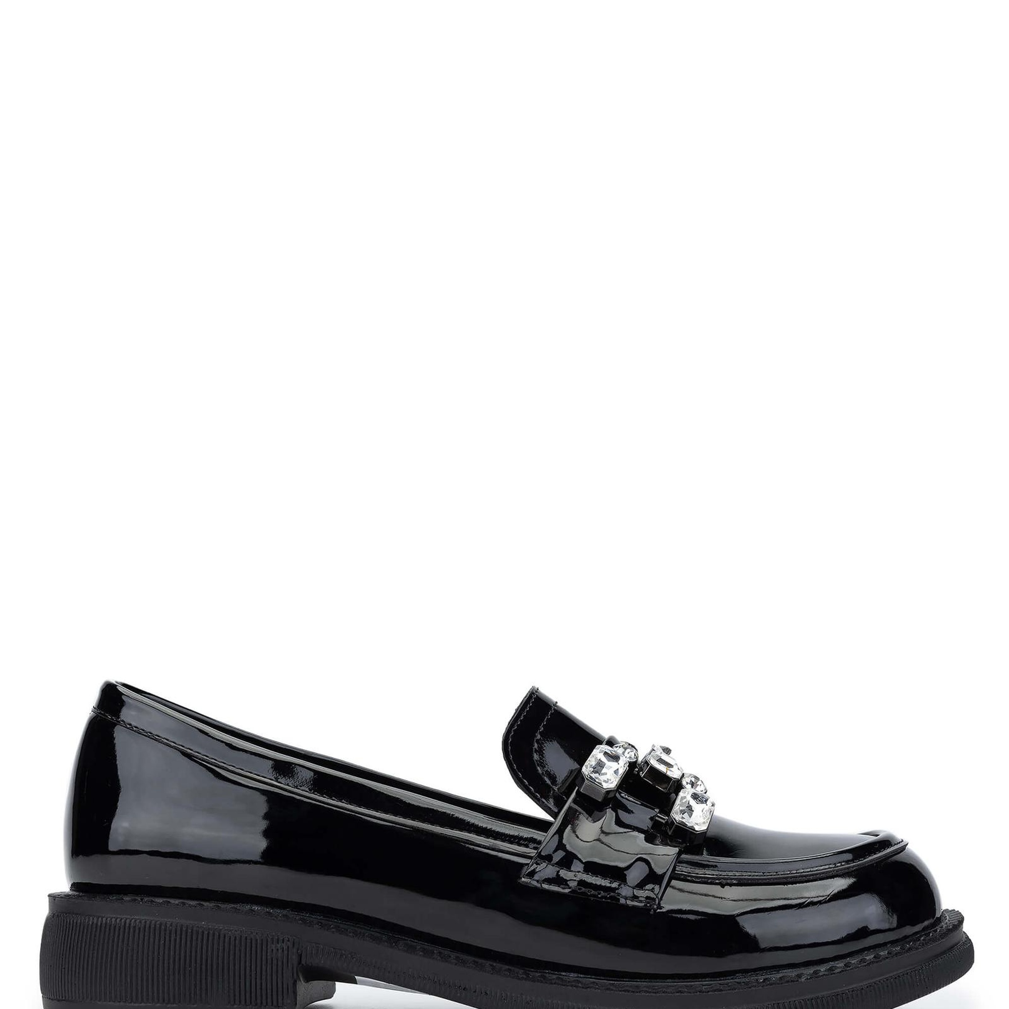 Tamer Tanca Kadın Hakiki Deri Siyah Rugan Loafer Ayakkabı