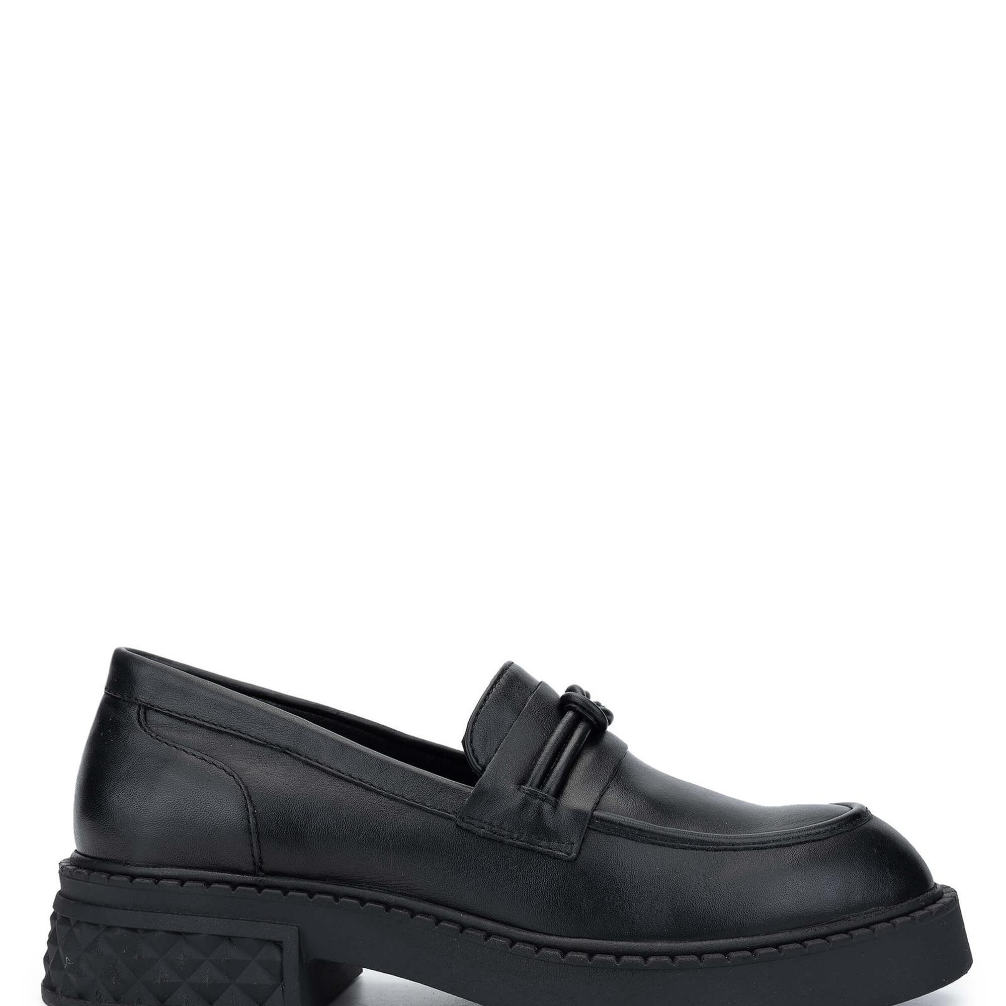 Tamer Tanca Kadın Hakiki Deri Siyah Deri Loafer Ayakkabı