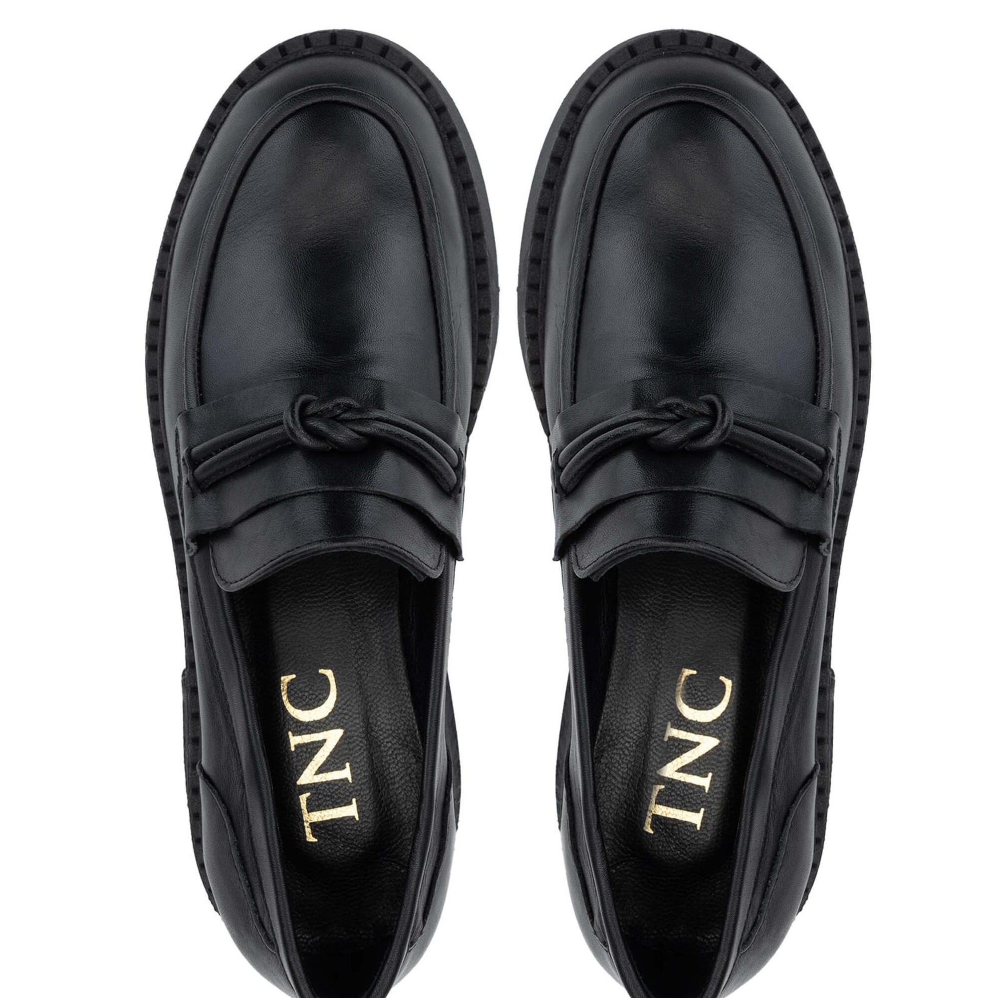 Tamer Tanca Kadın Hakiki Deri Siyah Deri Loafer Ayakkabı