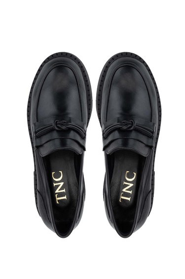  Tamer Tanca Kadın Hakiki Deri Siyah Deri Loafer Ayakkabı