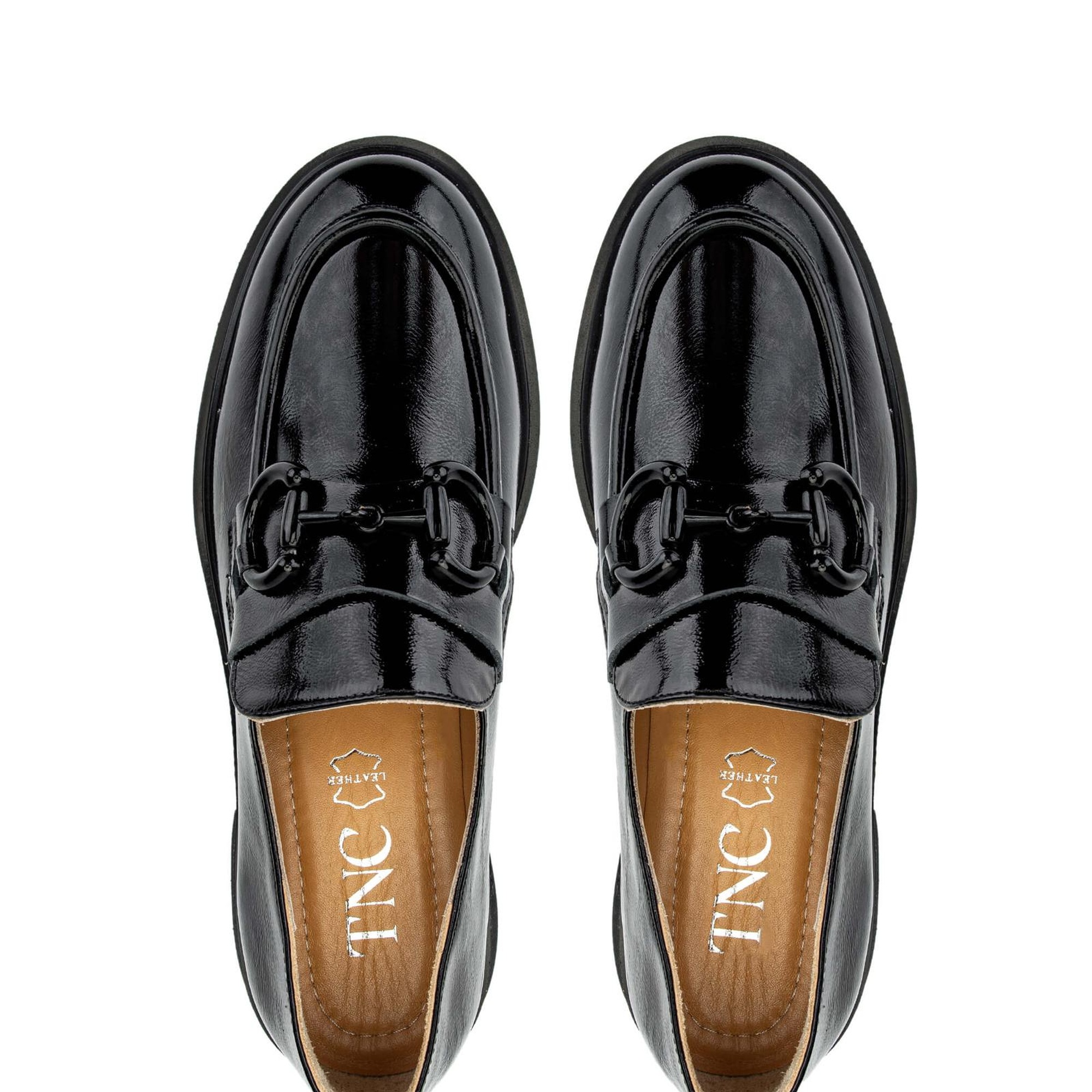 Tamer Tanca Kadın Hakiki Deri Siyah Rugan Loafer Ayakkabı