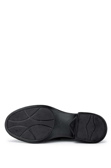  Tamer Tanca Kadın Hakiki Deri Siyah Rugan Loafer Ayakkabı