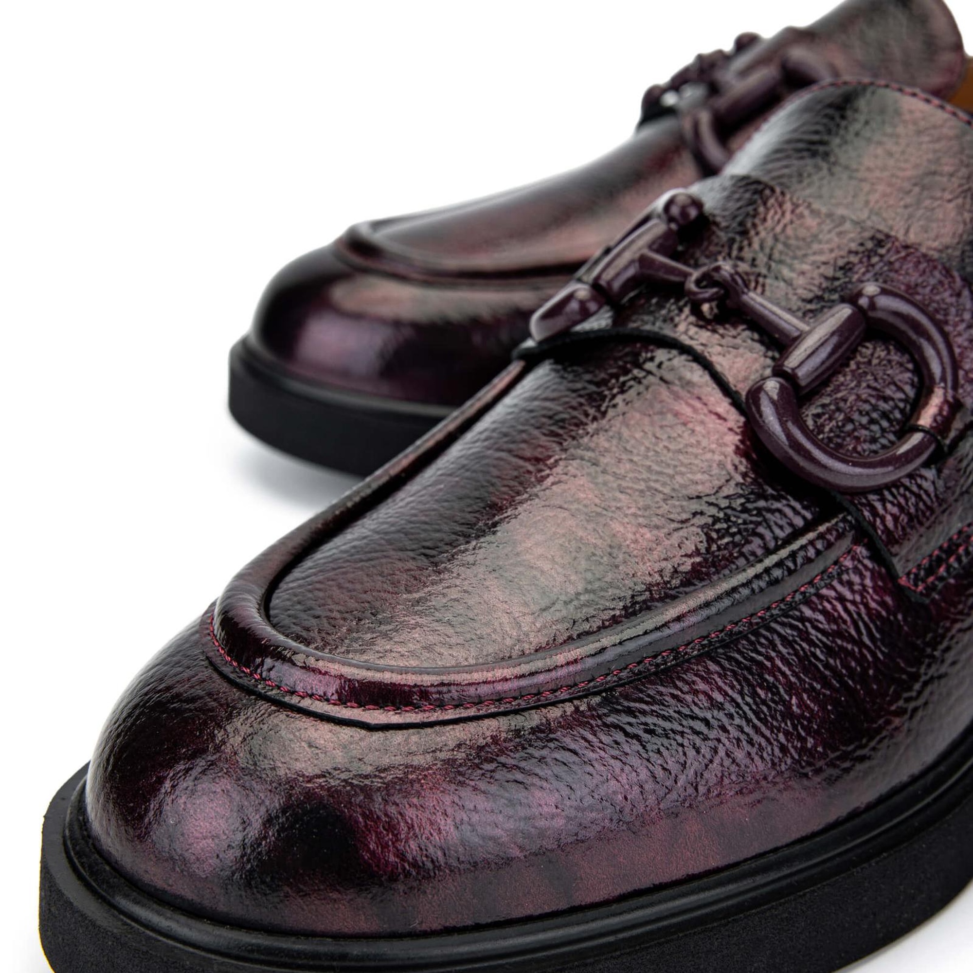 Tamer Tanca Kadın Hakiki Deri Bordo Loafer Ayakkabı