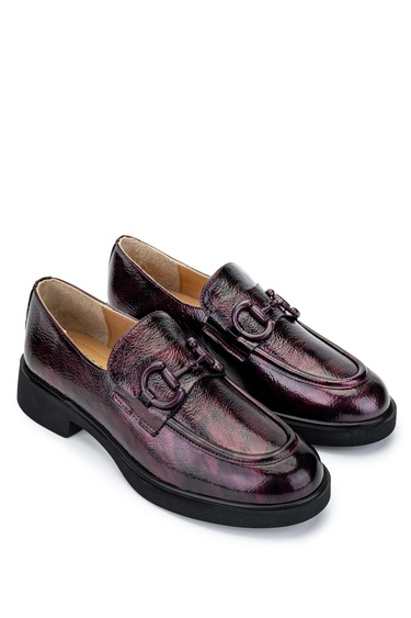  Tamer Tanca Kadın Hakiki Deri Bordo Loafer Ayakkabı