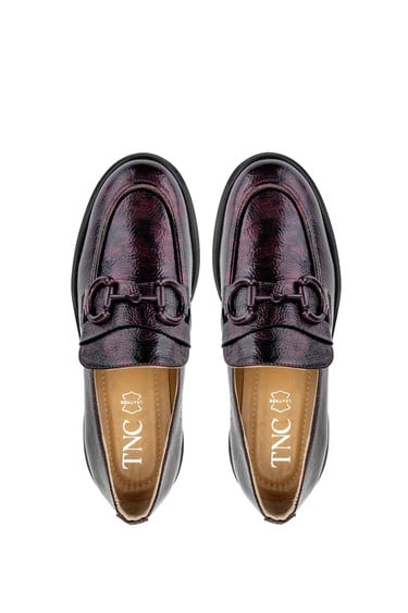  Tamer Tanca Kadın Hakiki Deri Bordo Loafer Ayakkabı