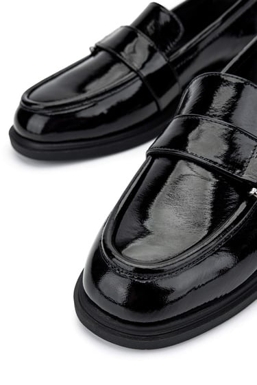  Tamer Tanca Kadın Hakiki Deri Siyah Rugan Loafer Ayakkabı