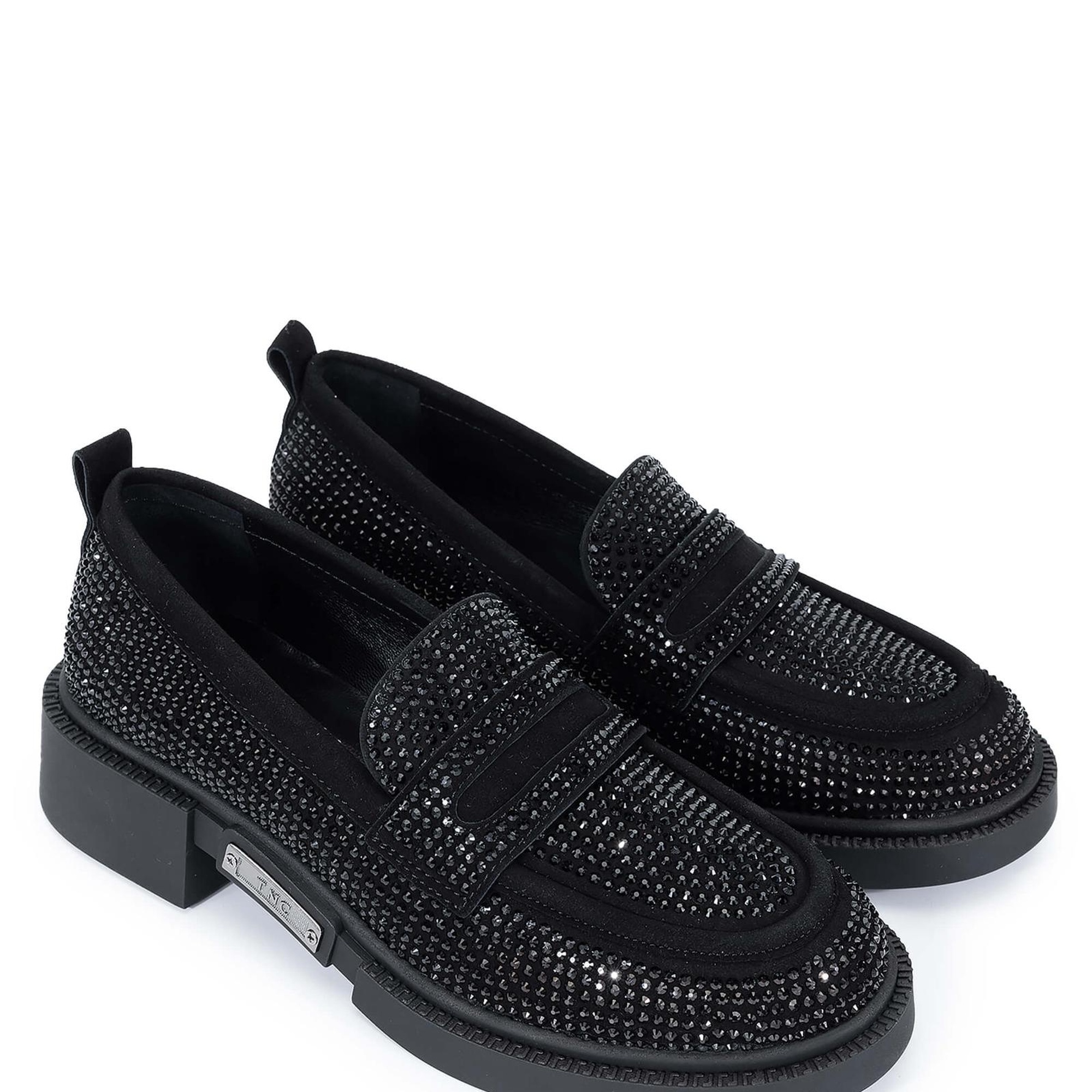 Tamer Tanca Kadın Hakiki Deri Siyah Süet Loafer Ayakkabı