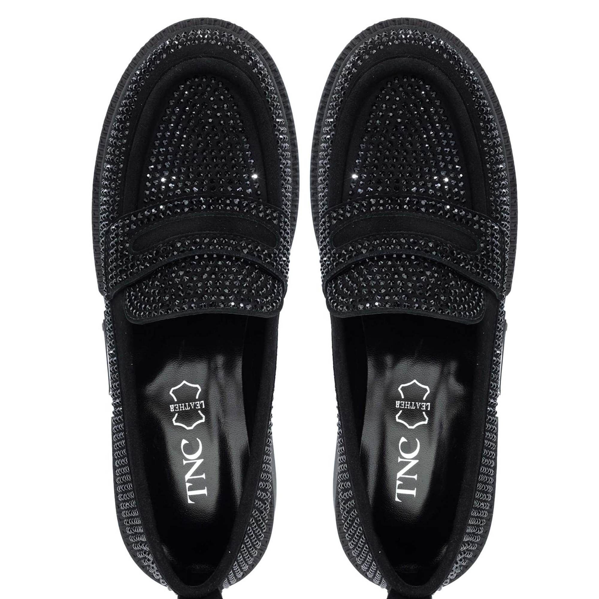 Tamer Tanca Kadın Hakiki Deri Siyah Süet Loafer Ayakkabı