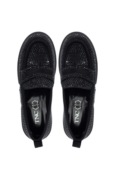  Tamer Tanca Kadın Hakiki Deri Siyah Süet Loafer Ayakkabı