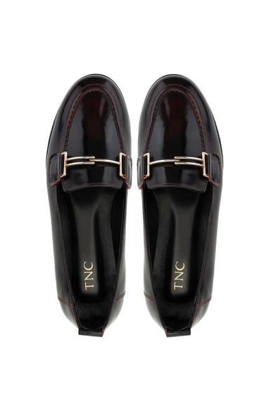  Tamer Tanca Kadın Hakiki Deri Bordo Loafer Ayakkabı