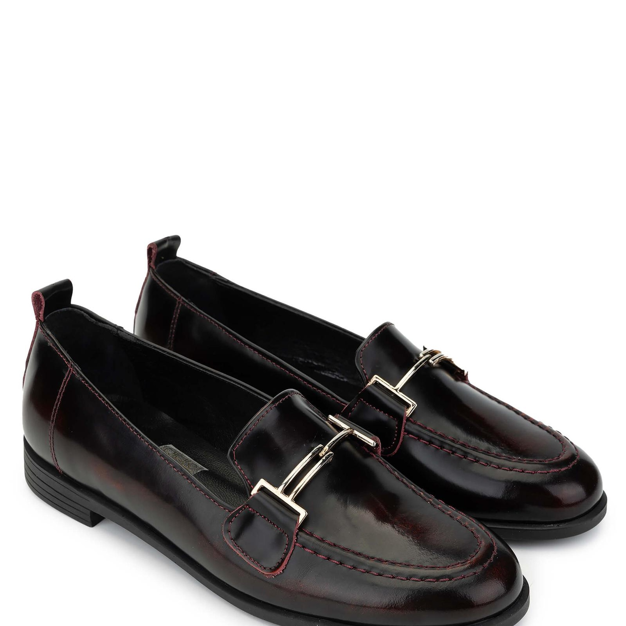 Tamer Tanca Kadın Hakiki Deri Bordo Loafer Ayakkabı