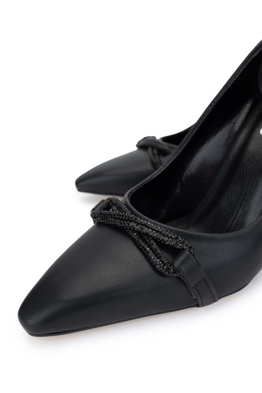  Tamer Tanca Kadın Hakiki Deri Siyah Topuklu Ayakkabı