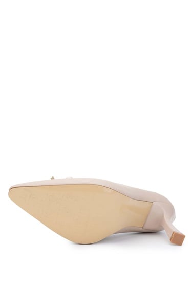  Tamer Tanca Kadın Hakiki Deri Bej Topuklu Ayakkabı