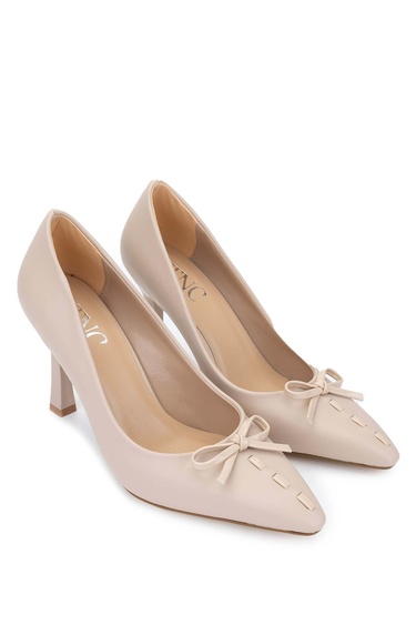  Tamer Tanca Kadın Hakiki Deri Bej Topuklu Ayakkabı