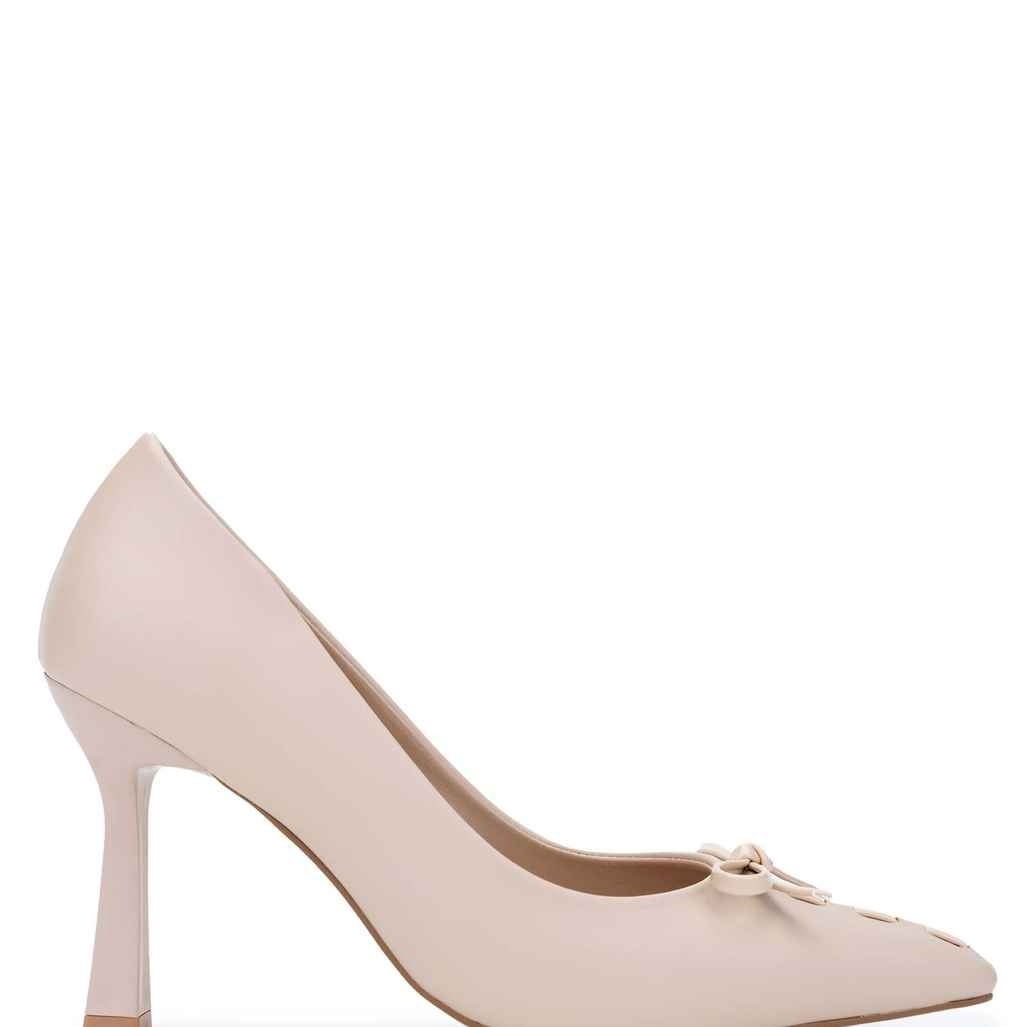 Tamer Tanca Kadın Hakiki Deri Bej Topuklu Ayakkabı