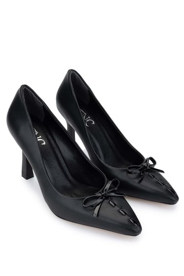  Tamer Tanca Kadın Hakiki Deri Siyah Topuklu Ayakkabı