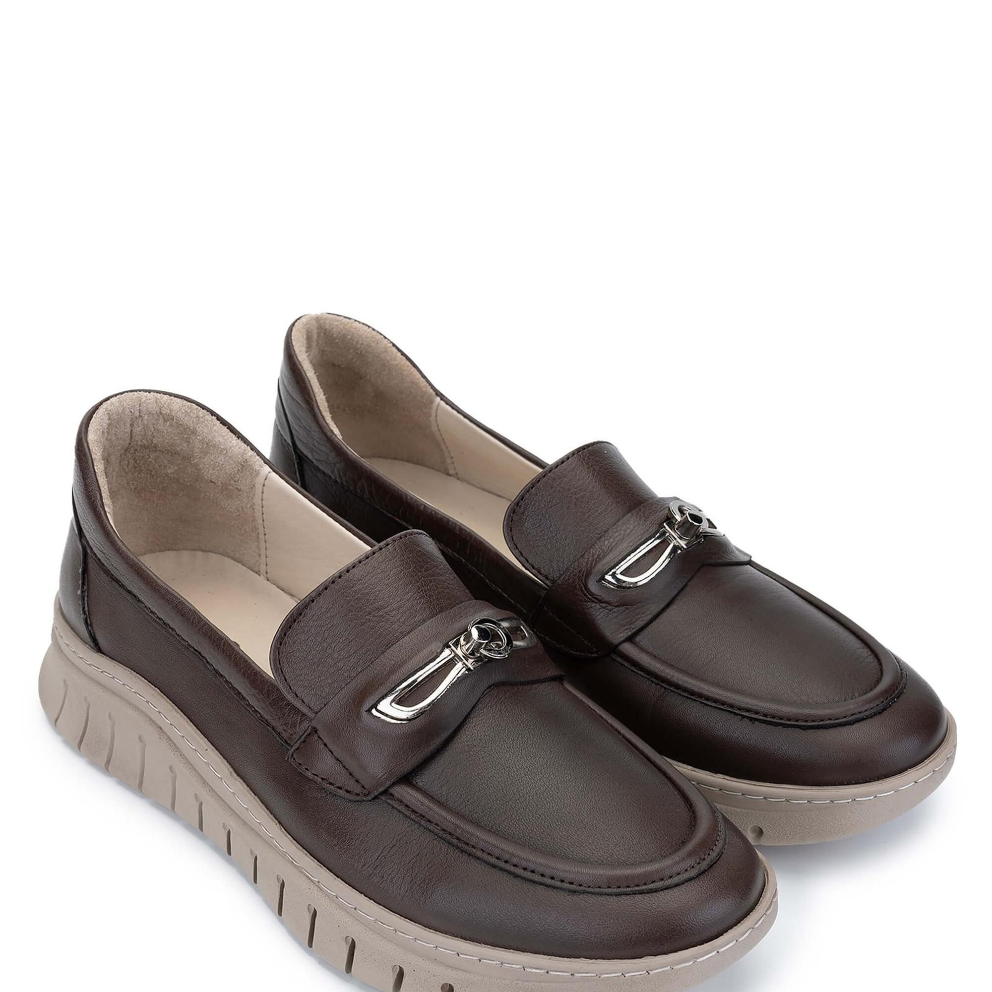 Tamer Tanca Kadın Hakiki Deri Kahverengi Loafer Ayakkabı