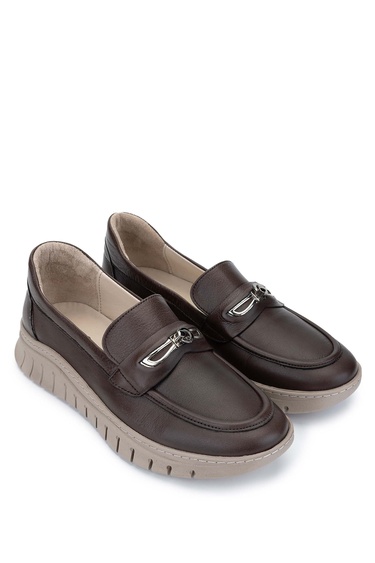  Tamer Tanca Kadın Hakiki Deri Kahverengi Loafer Ayakkabı