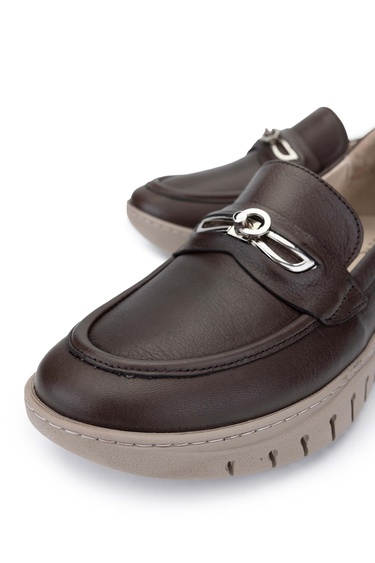  Tamer Tanca Kadın Hakiki Deri Kahverengi Loafer Ayakkabı