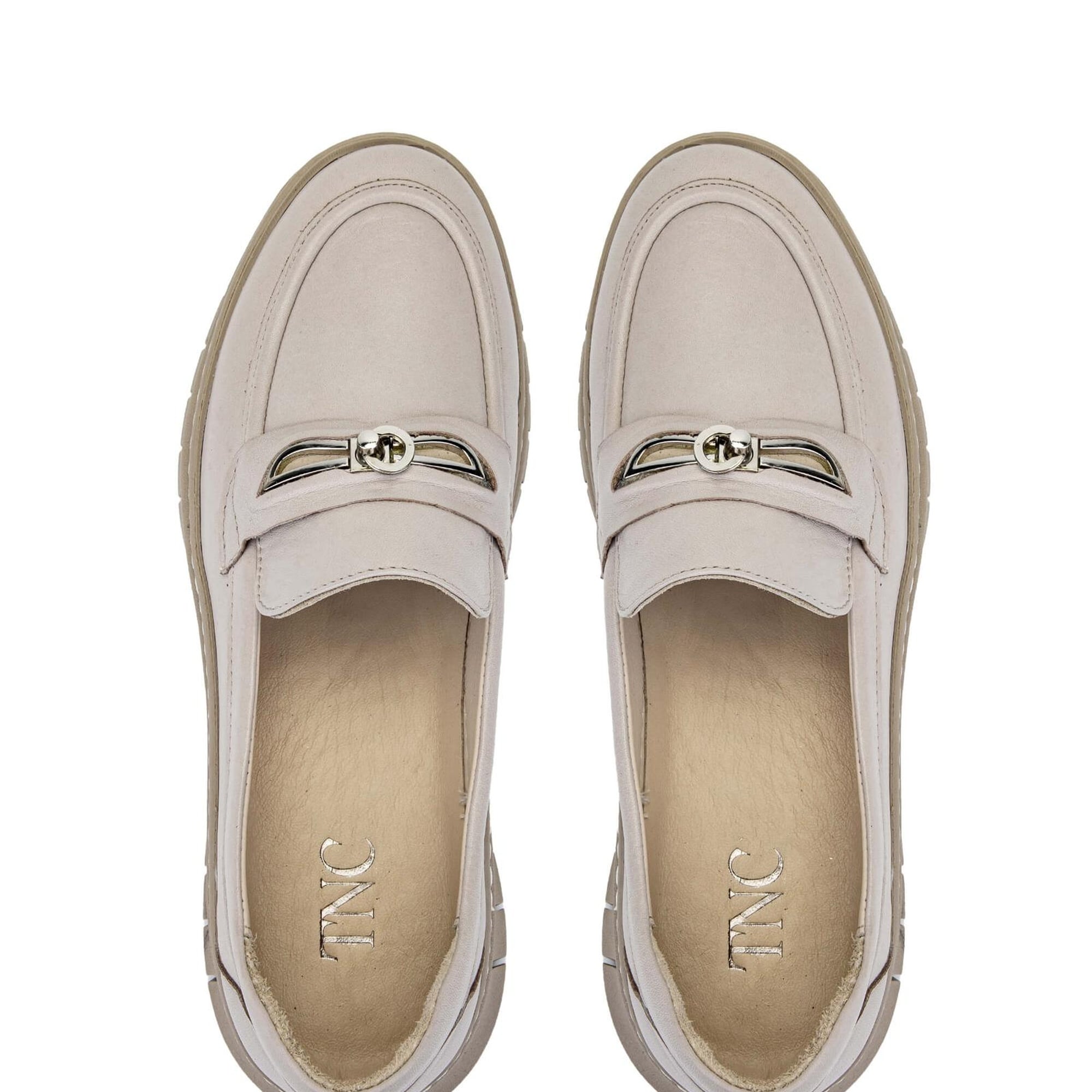 Tamer Tanca Kadın Hakiki Deri Bej Loafer Ayakkabı