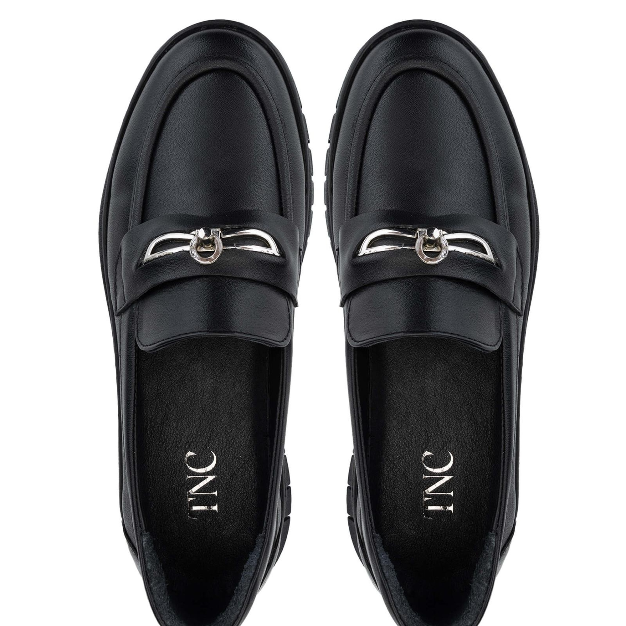 Tamer Tanca Kadın Hakiki Deri Siyah Deri Loafer Ayakkabı