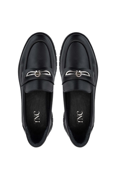  Tamer Tanca Kadın Hakiki Deri Siyah Deri Loafer Ayakkabı