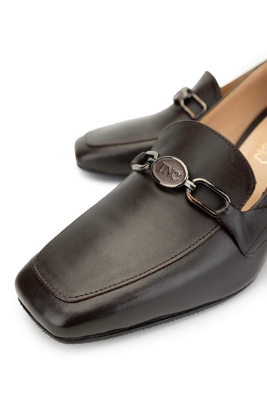  Tamer Tanca Kadın Hakiki Deri Kahverengi Topuklu Ayakkabı