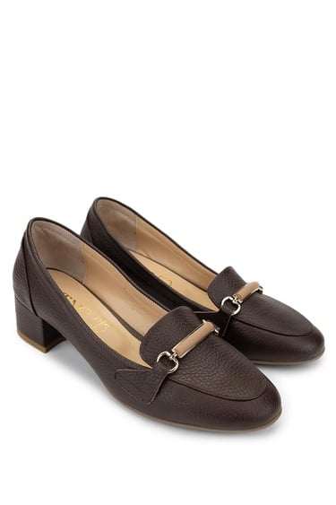  Tamer Tanca Kadın Hakiki Deri Kahverengi Topuklu Ayakkabı