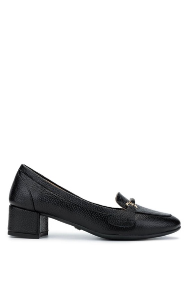  Tamer Tanca Kadın Hakiki Deri Siyah Deri Topuklu Ayakkabı