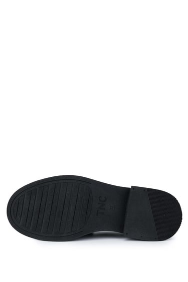  Tamer Tanca Kadın Hakiki Deri Siyah Rugan Loafer Ayakkabı