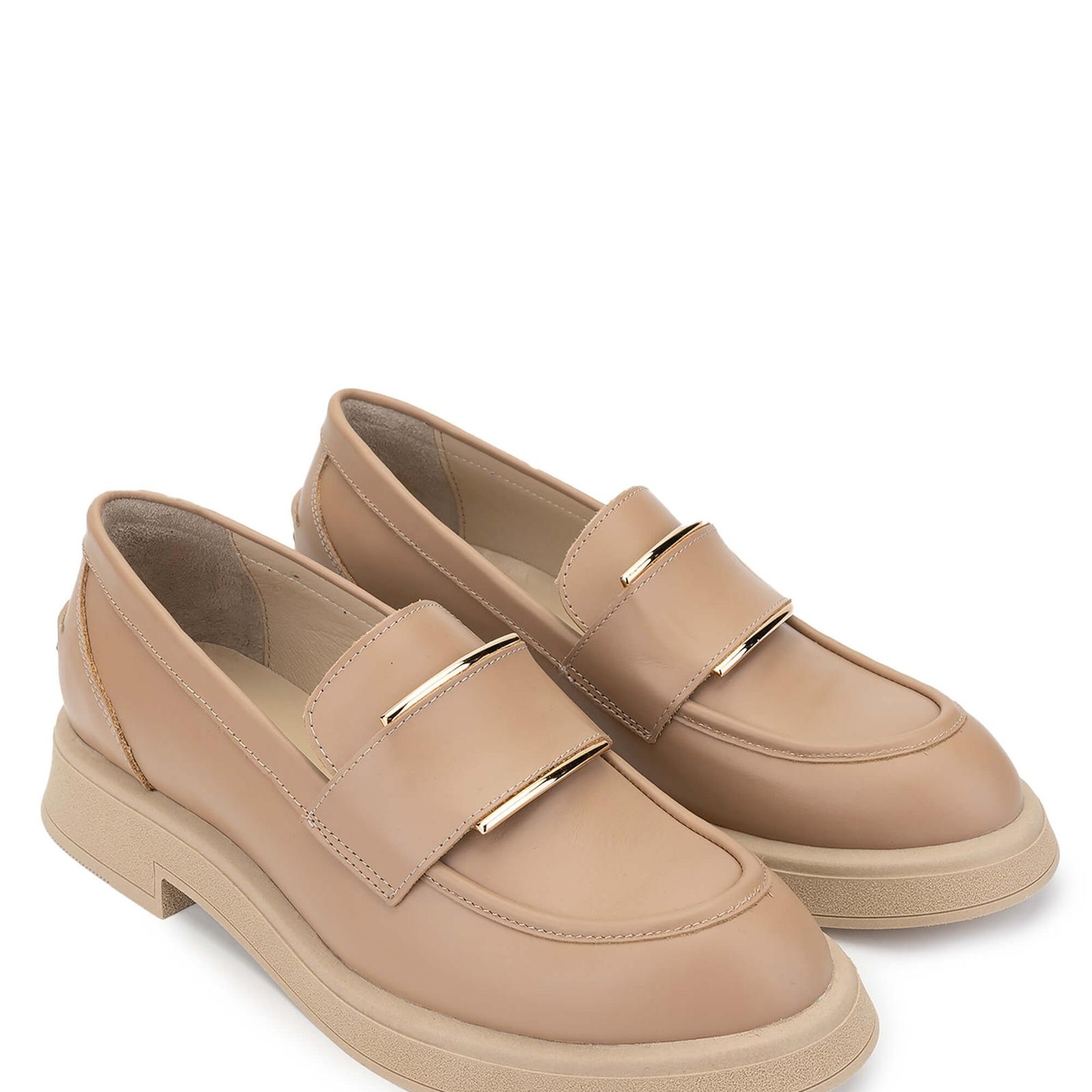 Tamer Tanca Kadın Hakiki Deri Bej Loafer Ayakkabı