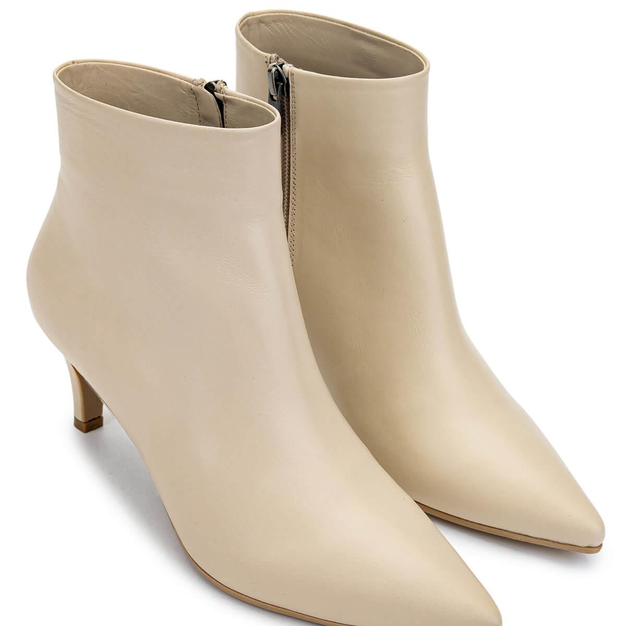Tamer Tanca Kadın Hakiki Deri  Bej Topuklu Bot