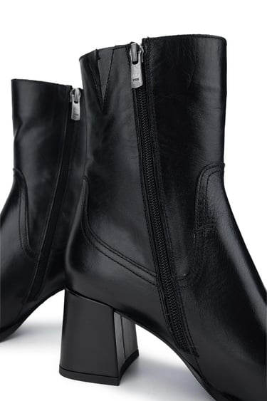  Tamer Tanca Kadın Hakiki Deri Siyah Deri Topuklu Bot