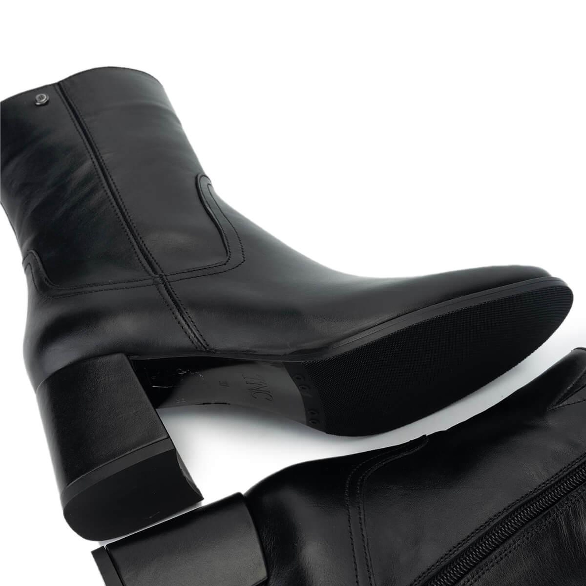 Tamer Tanca Kadın Hakiki Deri Siyah Deri Topuklu Bot