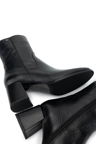  Tamer Tanca Kadın Hakiki Deri Siyah Deri Topuklu Bot