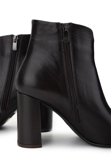  Tamer Tanca Kadın Hakiki Deri Kahverengi Topuklu Bot