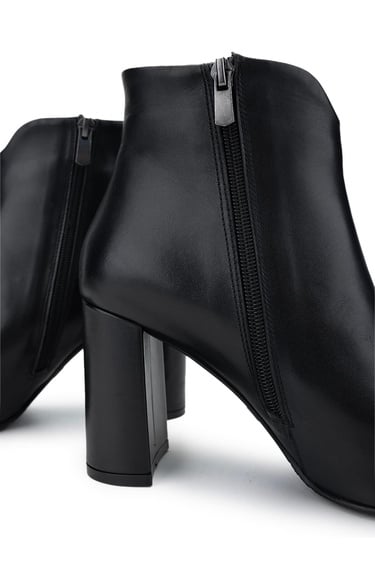  Tamer Tanca Kadın Hakiki Deri Siyah Deri Topuklu Bot