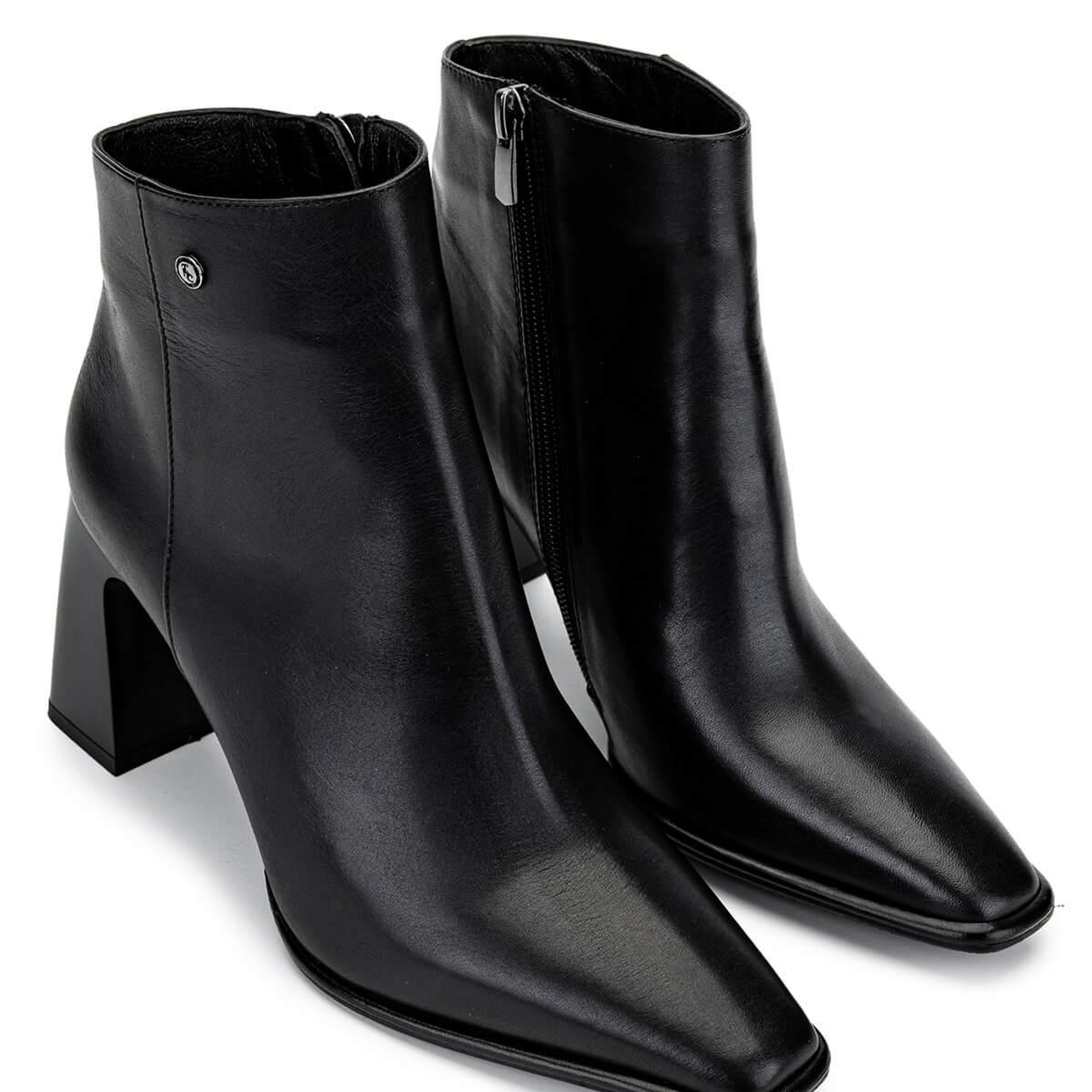 Tamer Tanca Kadın Hakiki Deri Siyah Deri Topuklu Bot