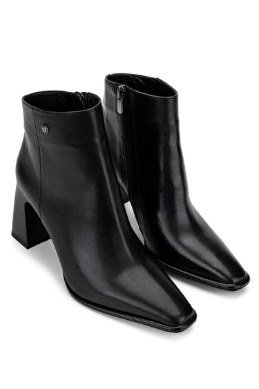  Tamer Tanca Kadın Hakiki Deri Siyah Deri Topuklu Bot