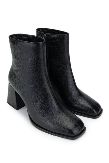  Tamer Tanca Kadın Hakiki Deri Siyah Floter Topuklu Bot