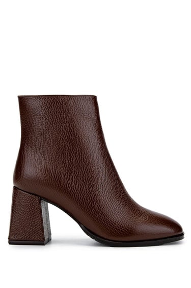  Tamer Tanca Kadın Hakiki Deri Taba Floter Topuklu Bot